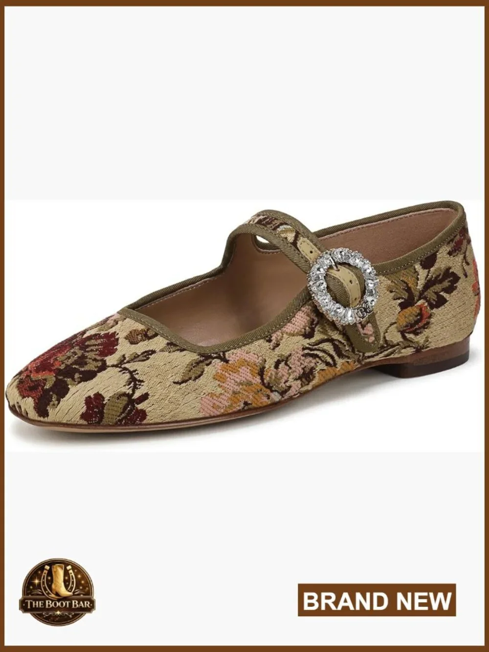 Women's Square Toe Crystal Embellished Mary Jane Flats